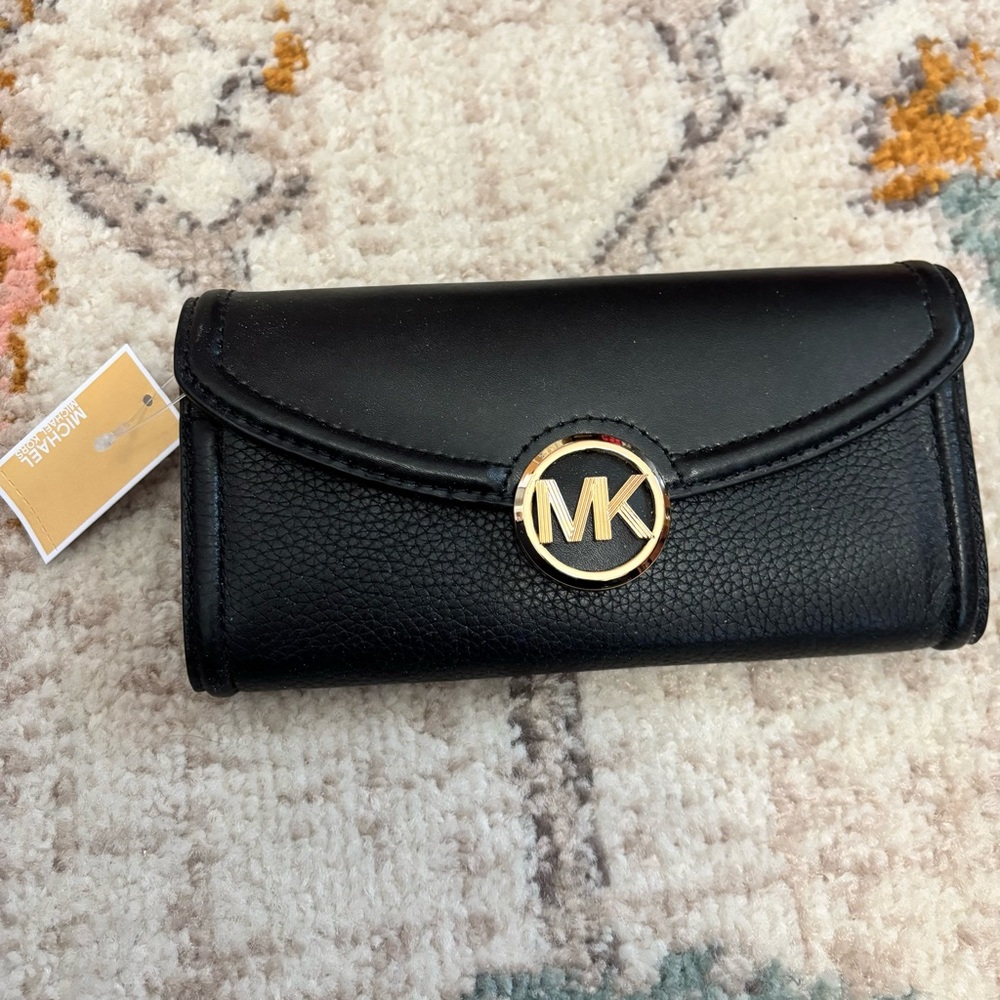 MICHAEL Michael Kors Fulton Large Continental Wallet in Black Leather